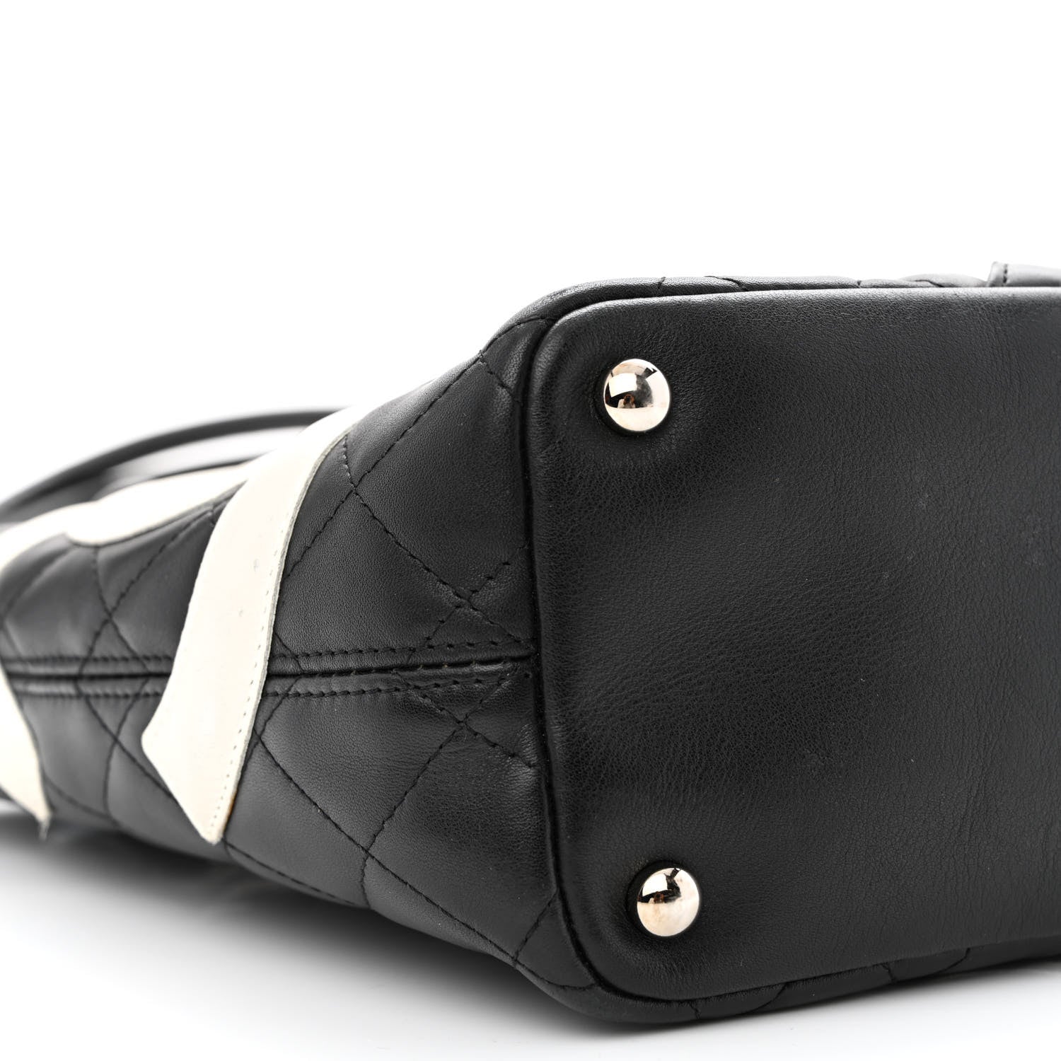 Chanel Calfskin Quilted Small Cambon Tote Black White 9 of 10
