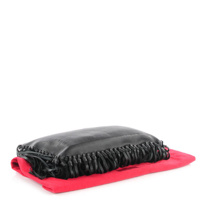 Valentino Garavani Grained Calfskin Rockee Fringe Clutch Black 4 of 8