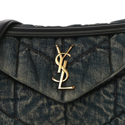 Saint Laurent Denim Quilted Small Loulou Puffer Monogram Chain Satchel Rodeo Blue 6 of 8