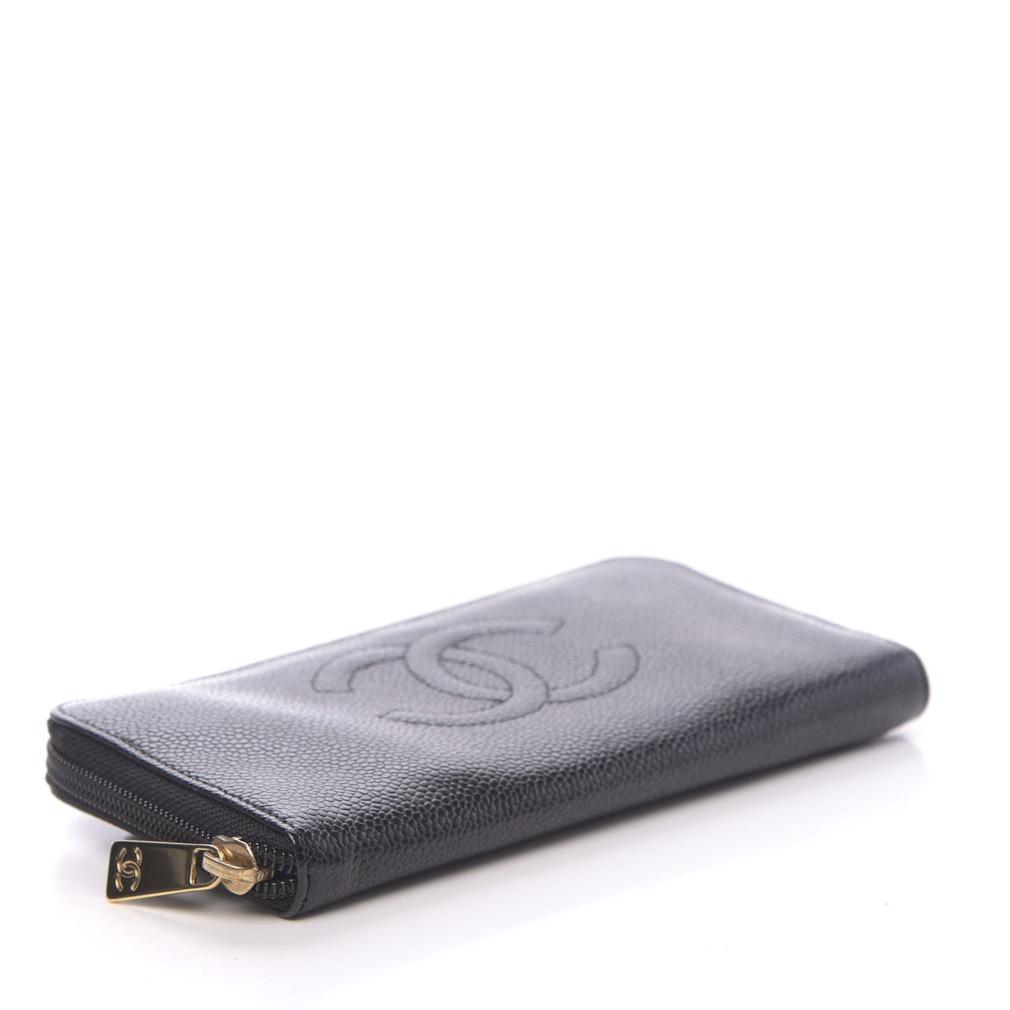 Caviar Timeless CC Large Gusset Zip Around Wallet Black