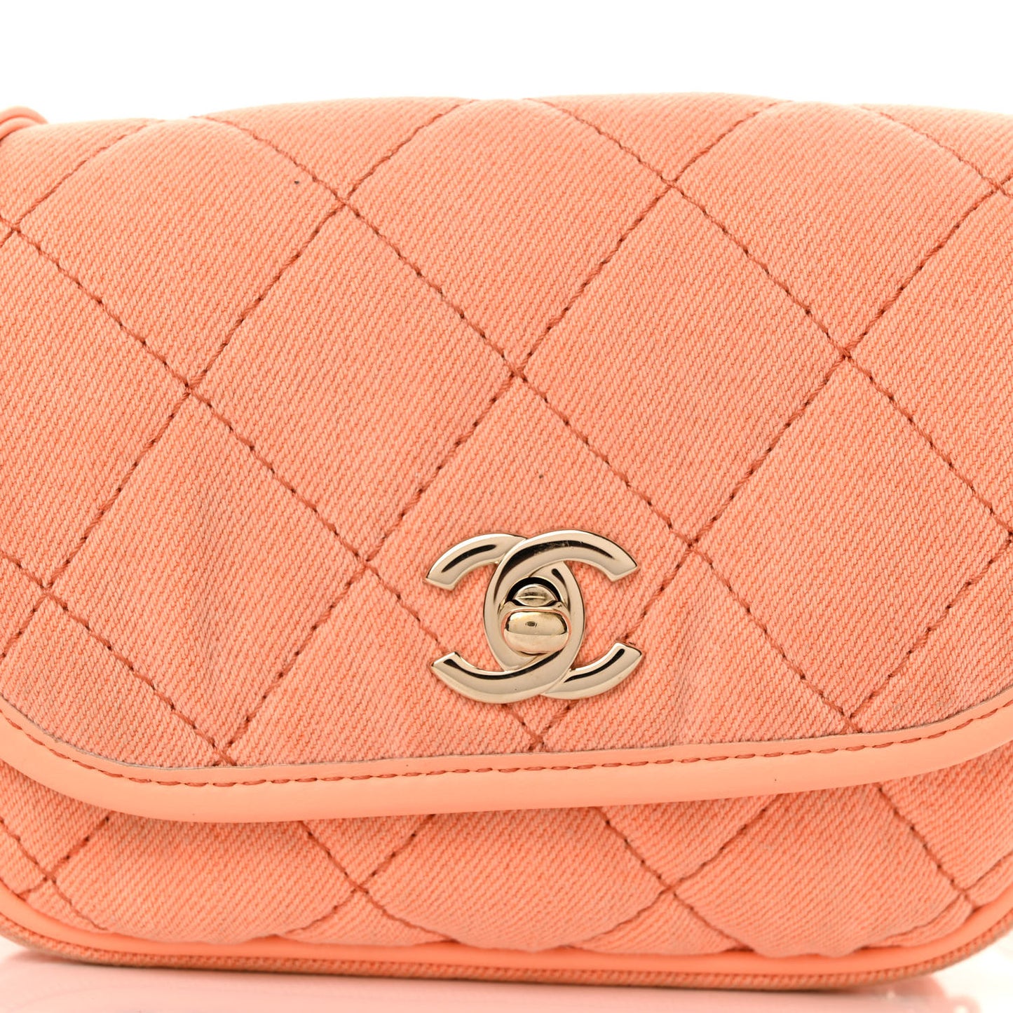 Denim Quilted Mini Messenger Flap Orange
