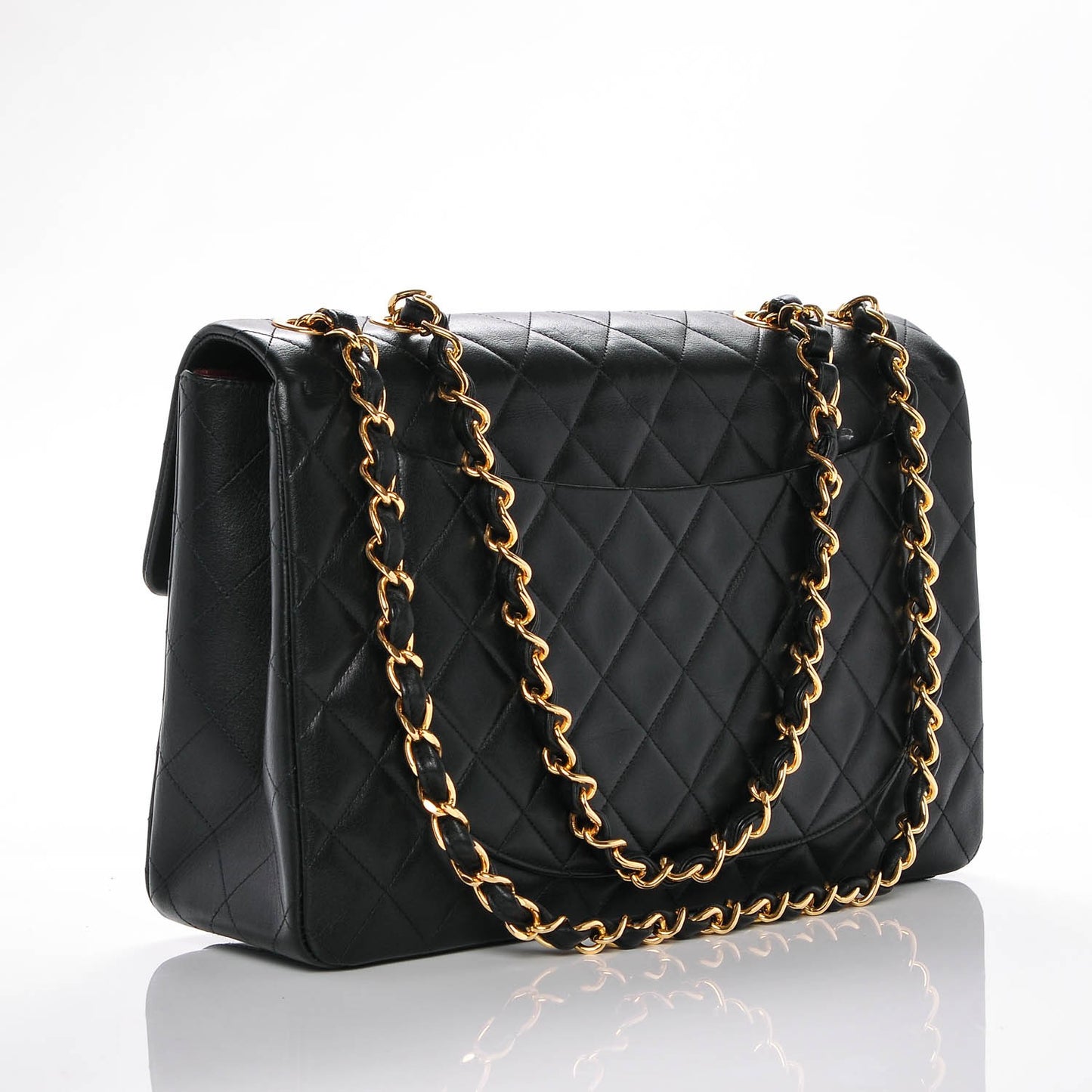 Lambskin Quilted XL Jumbo Single Flap Black