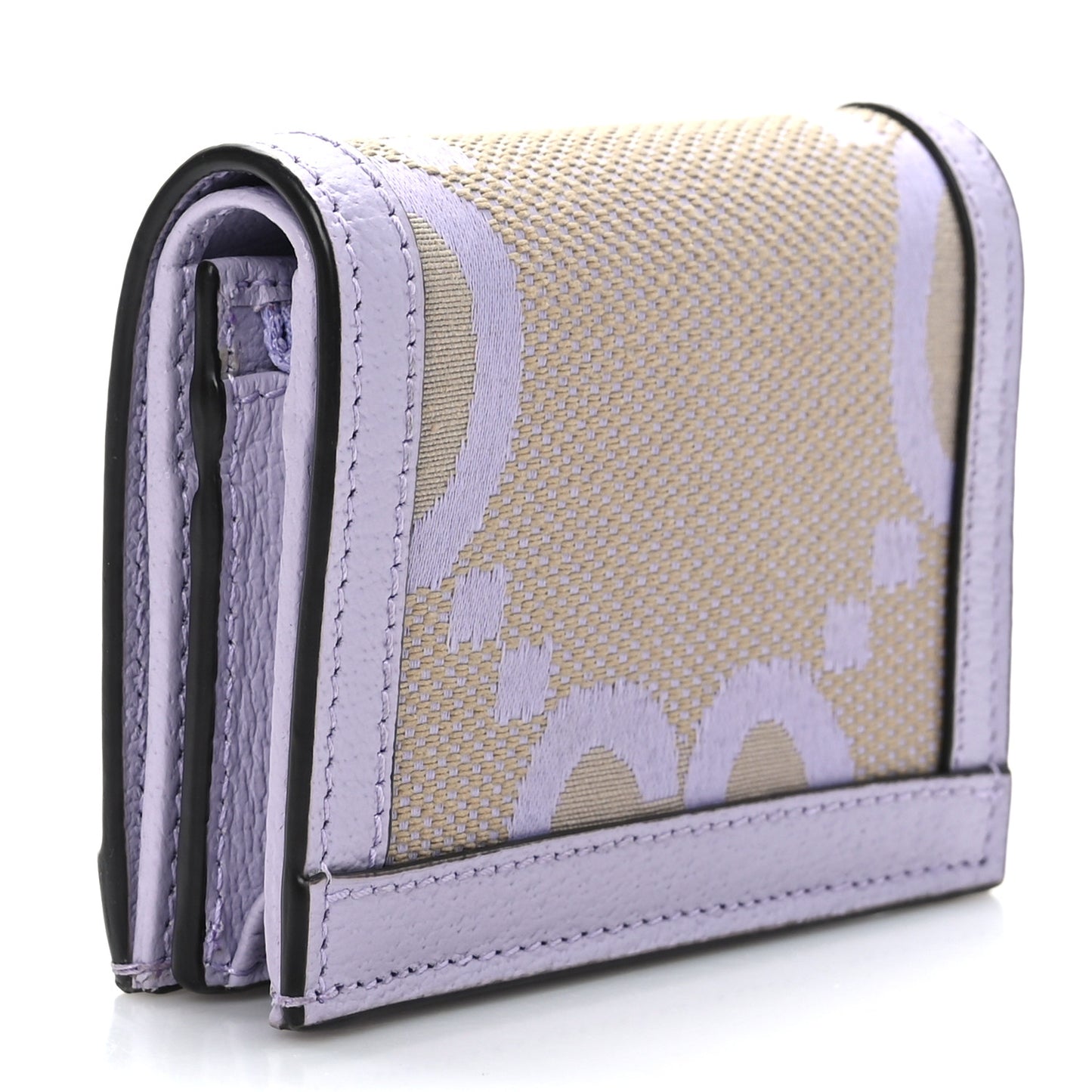 Monogram Jumbo GG Textured Dollar Calfskin Ophidia Card Case Beige Lapis