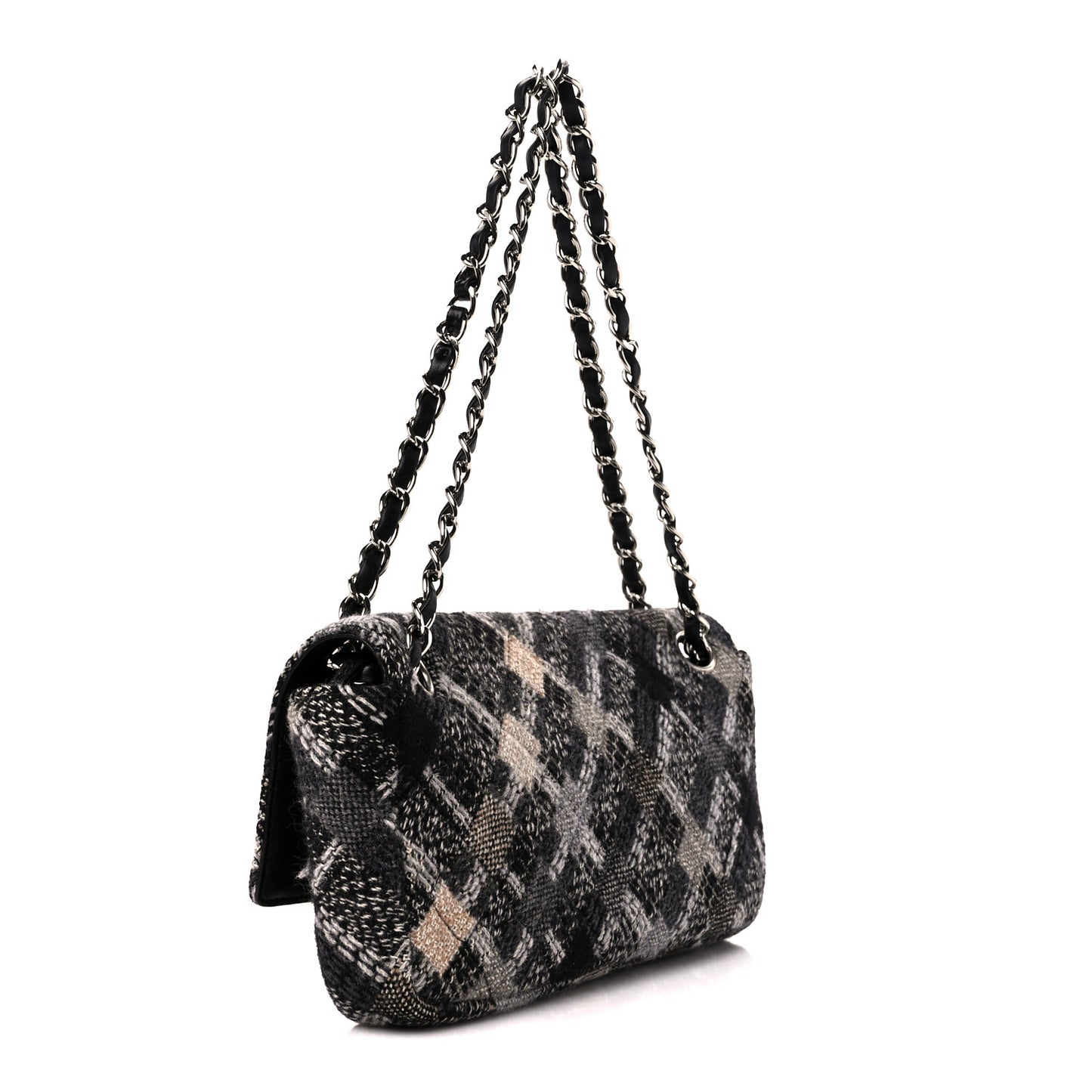 Tweed East West Flap Black White Beige