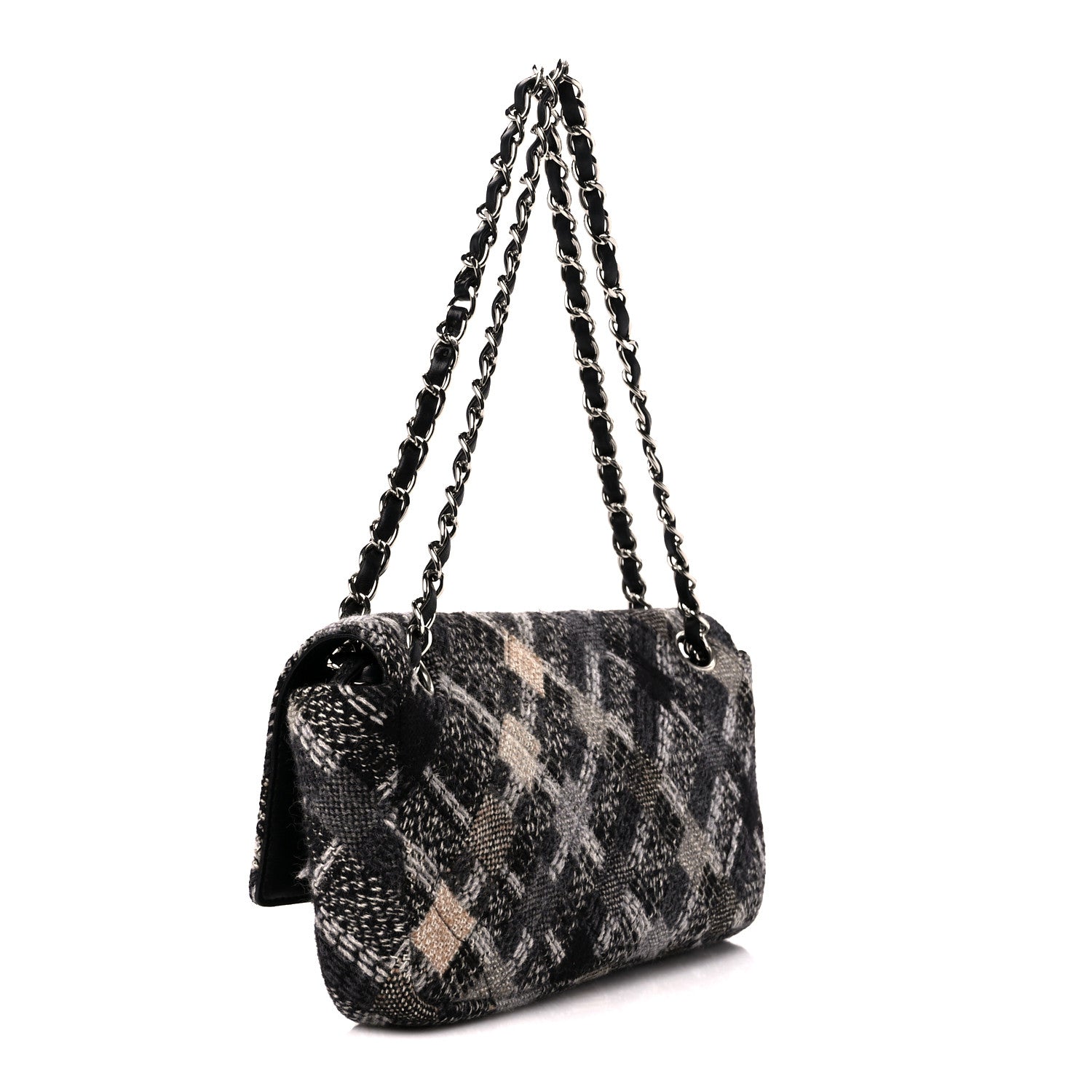 Chanel Tweed East West Flap Black White Beige 3 of 10