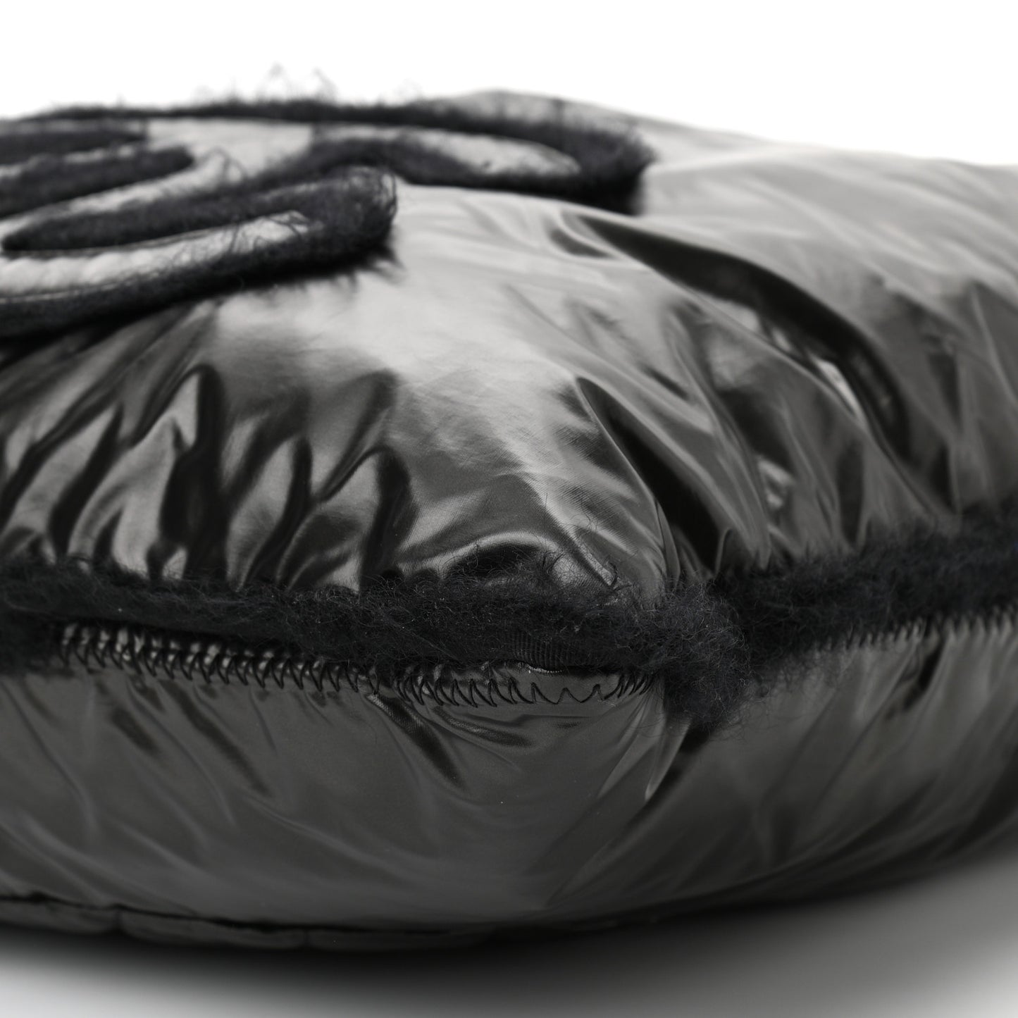 Vinyl Mohair Trimmed CC Bonbons Tote Black