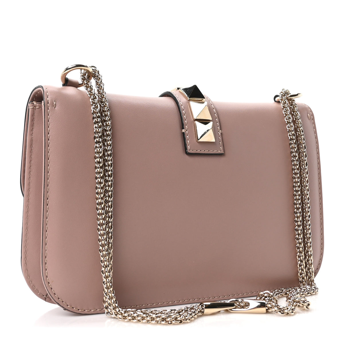 Vitello Medium Glam Lock Rockstud Flap Poudre