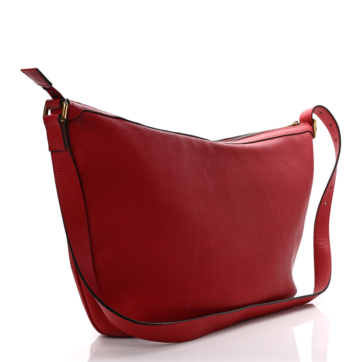 Grained Calfskin Logo Half Moon Hobo Red