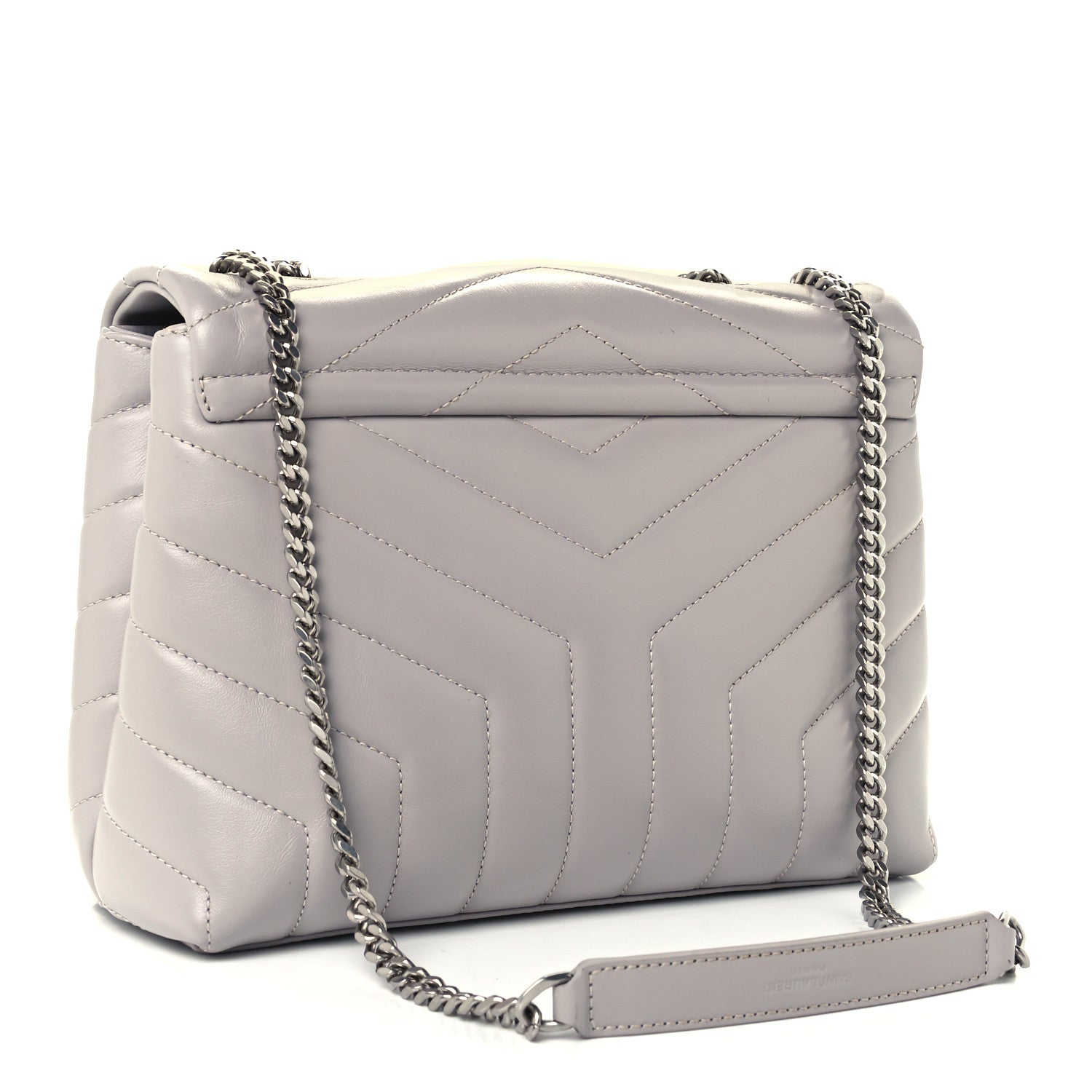 Saint Laurent Calfskin Y Quilted Monogram Small Loulou Chain Satchel Granite 3 of 11