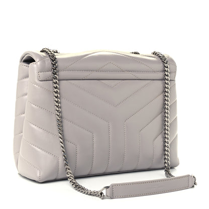 Saint Laurent Calfskin Y Quilted Monogram Small Loulou Chain Satchel Granite 3 of 11