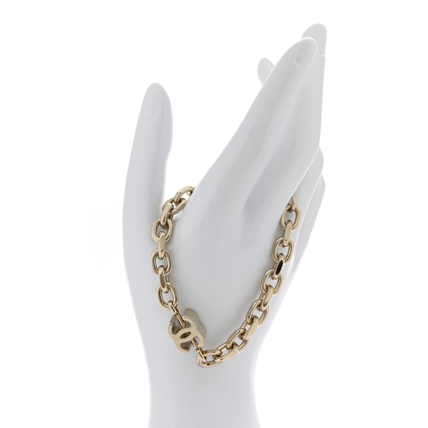 Chanel Enamel Metal CC Chain Bracelet Gold 2 of 4