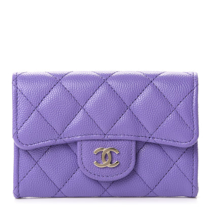 Chanel Caviar Quilted Flap Card Holder Wallet Purple 1 of 9