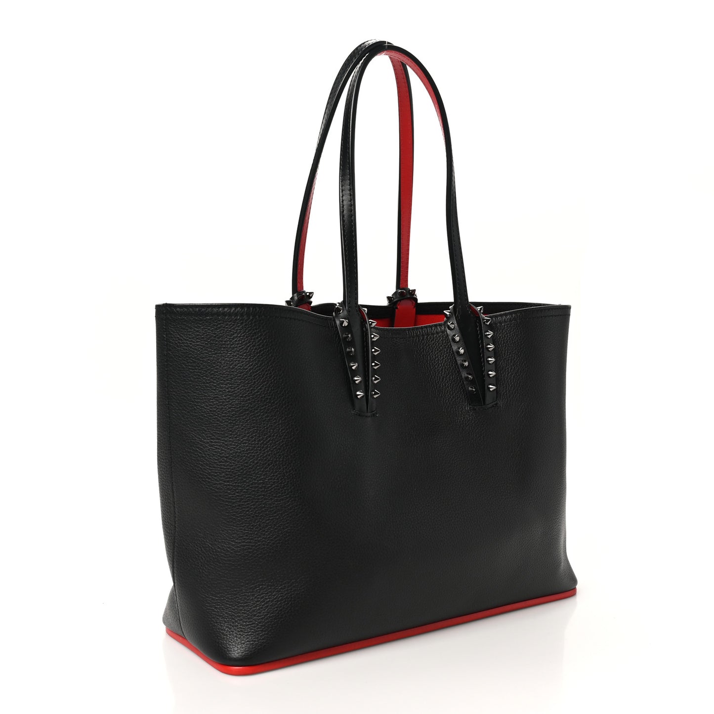 Calfskin Empire Spikes Small East West Cabata Tote Black