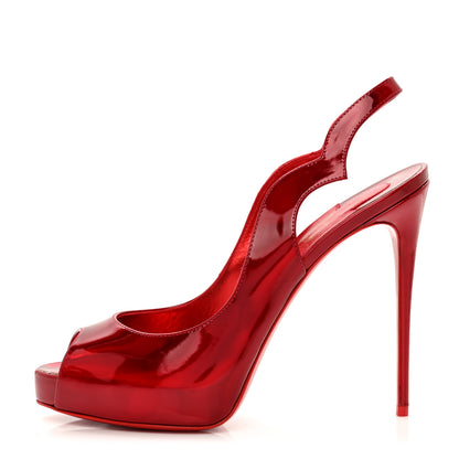 Christian Louboutin Metallic Hot Chick Slingback Platform Peep Toe 120 Pumps 38 Red 1 of 9