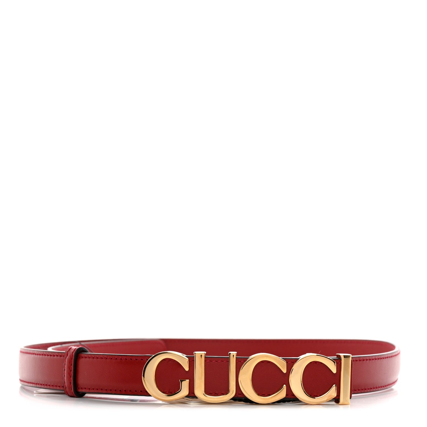 Gucci Plutone Calfskin Gucci Buckle 20mm Thin Belt 80 32 Rosso 1 of 6