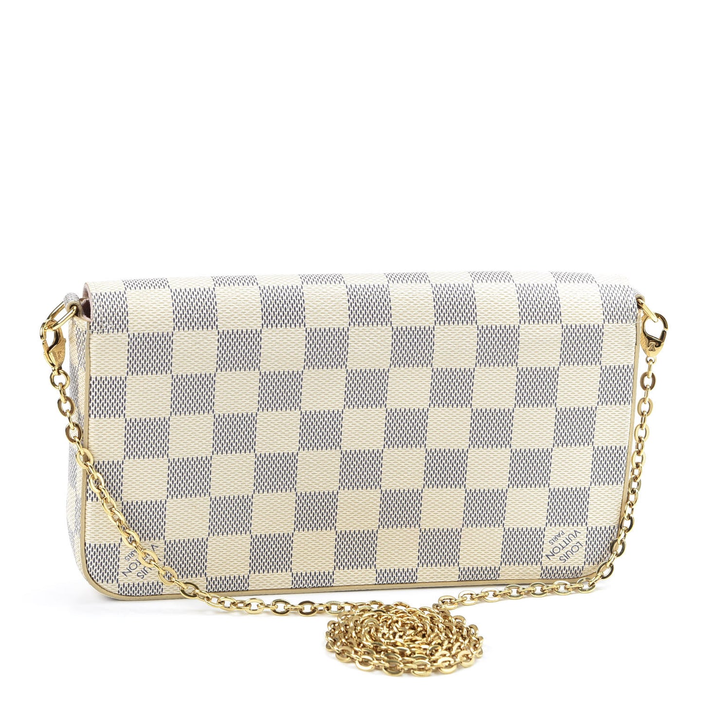 Damier Azur Pochette Felicie Chain Wallet Rose Ballerine