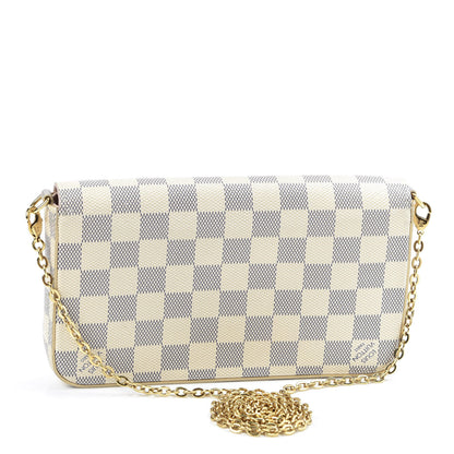 Louis Vuitton Damier Azur Pochette Felicie Chain Wallet Rose Ballerine 2 of 11