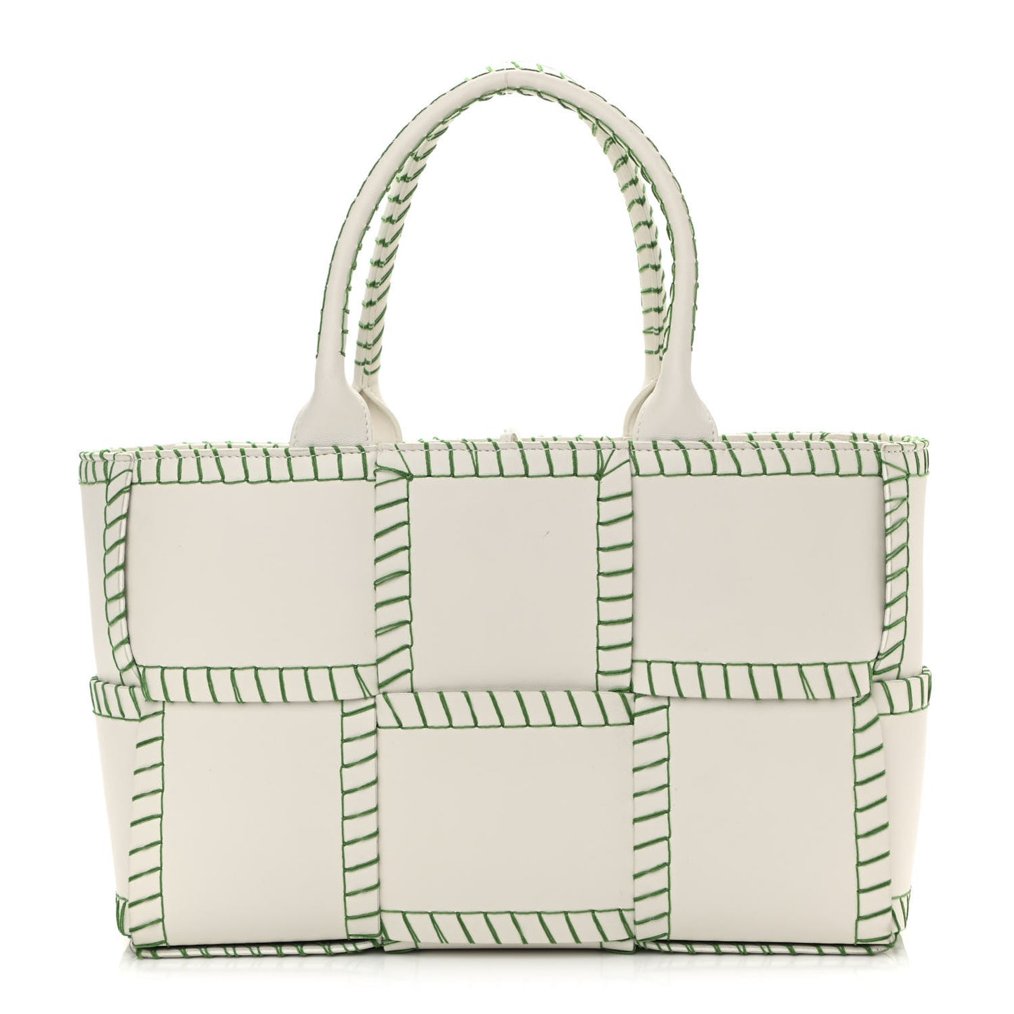Nappa Maxi Intrecciato Overlock Stitched Small Arco Tote White Parakeet
