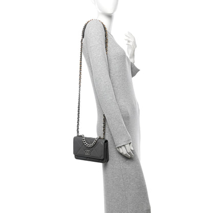 Chanel Lambskin Quilted Chanel 19 Wallet On Chain WOC Dark Grey 2 of 11