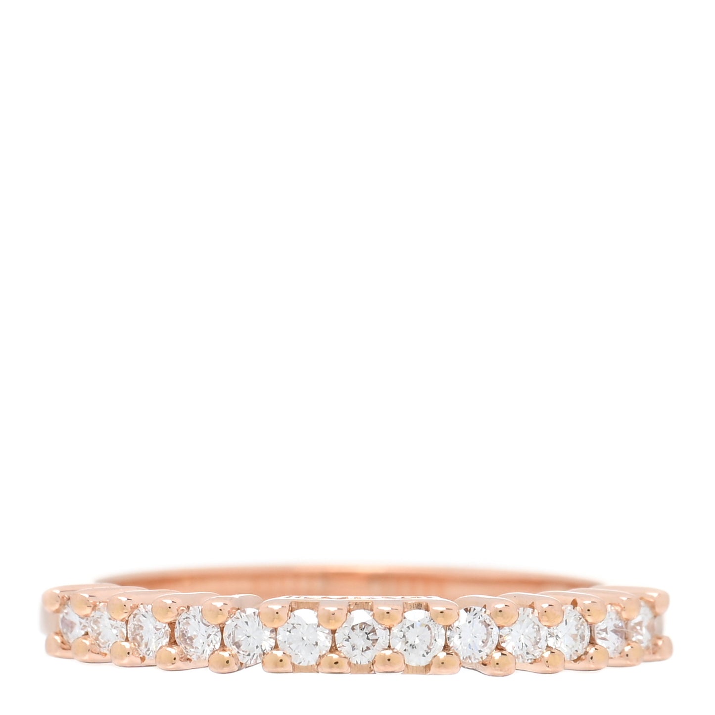 18K Rose Gold Diamond Half Circle Band Ring 52 6