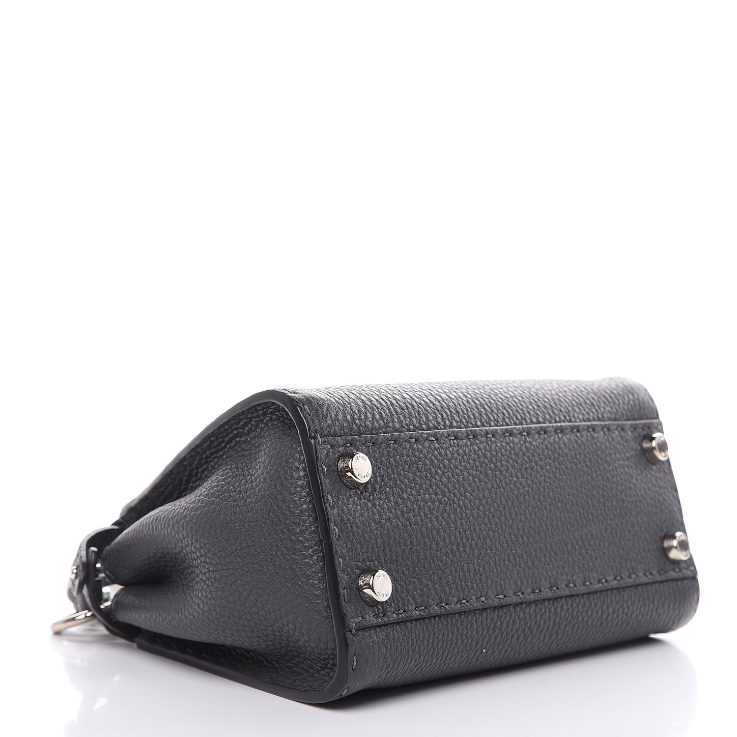 Fendi Cuoio Romano Selleria Bi-Color Mini Peekaboo Iconic Satchel Asfalto Latte 4 of 11