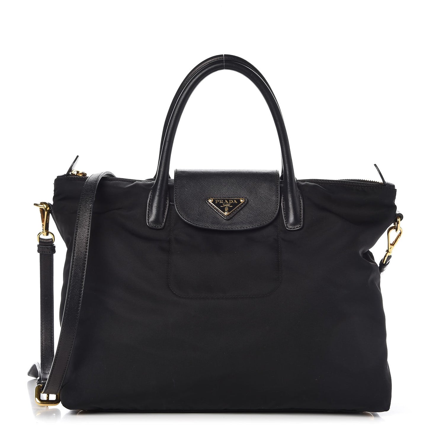 Saffiano Tessuto Nylon Tote Black