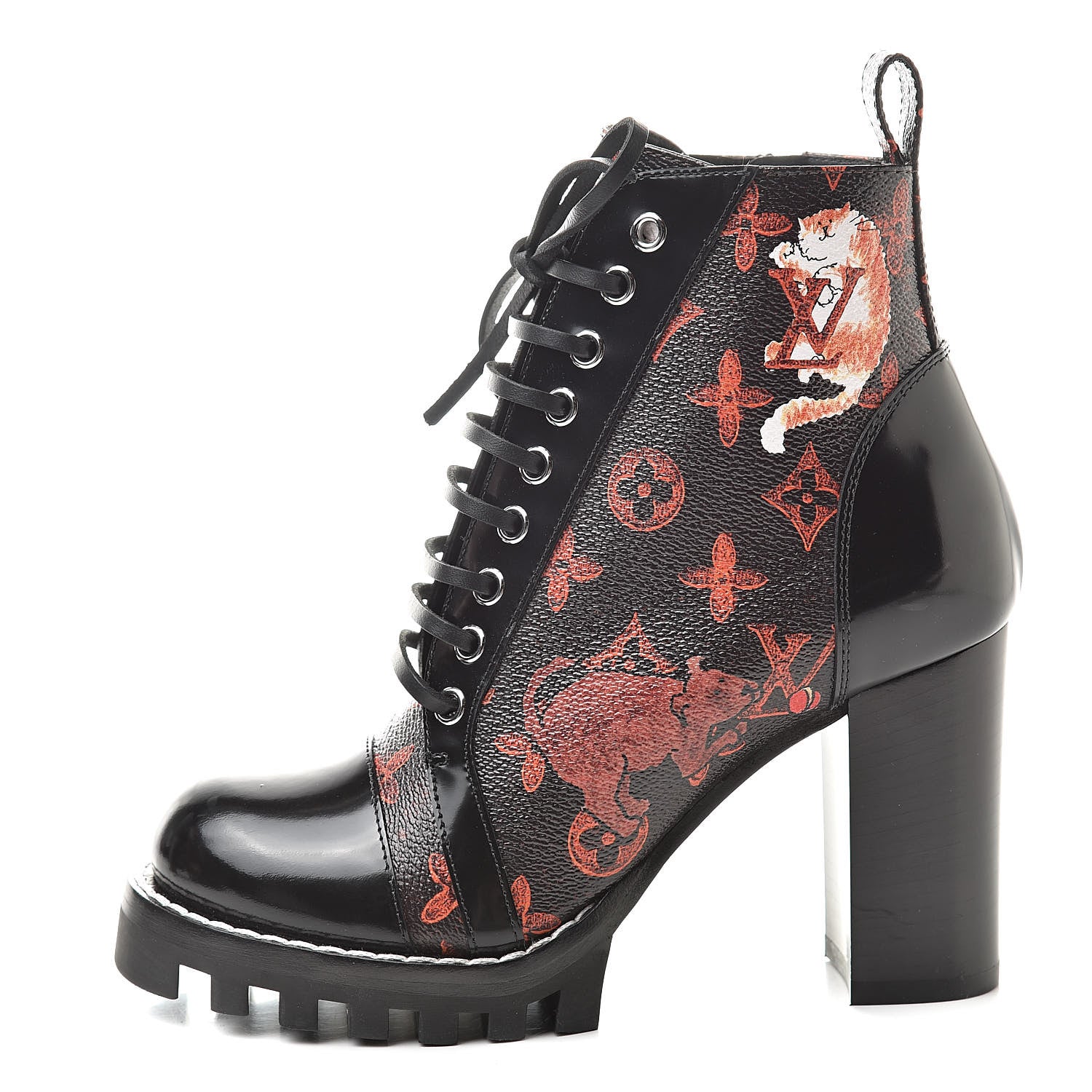 Louis Vuitton Patent Calfskin Catogram Star Trail Ankle Boots 37 Black Marron 1 of 8