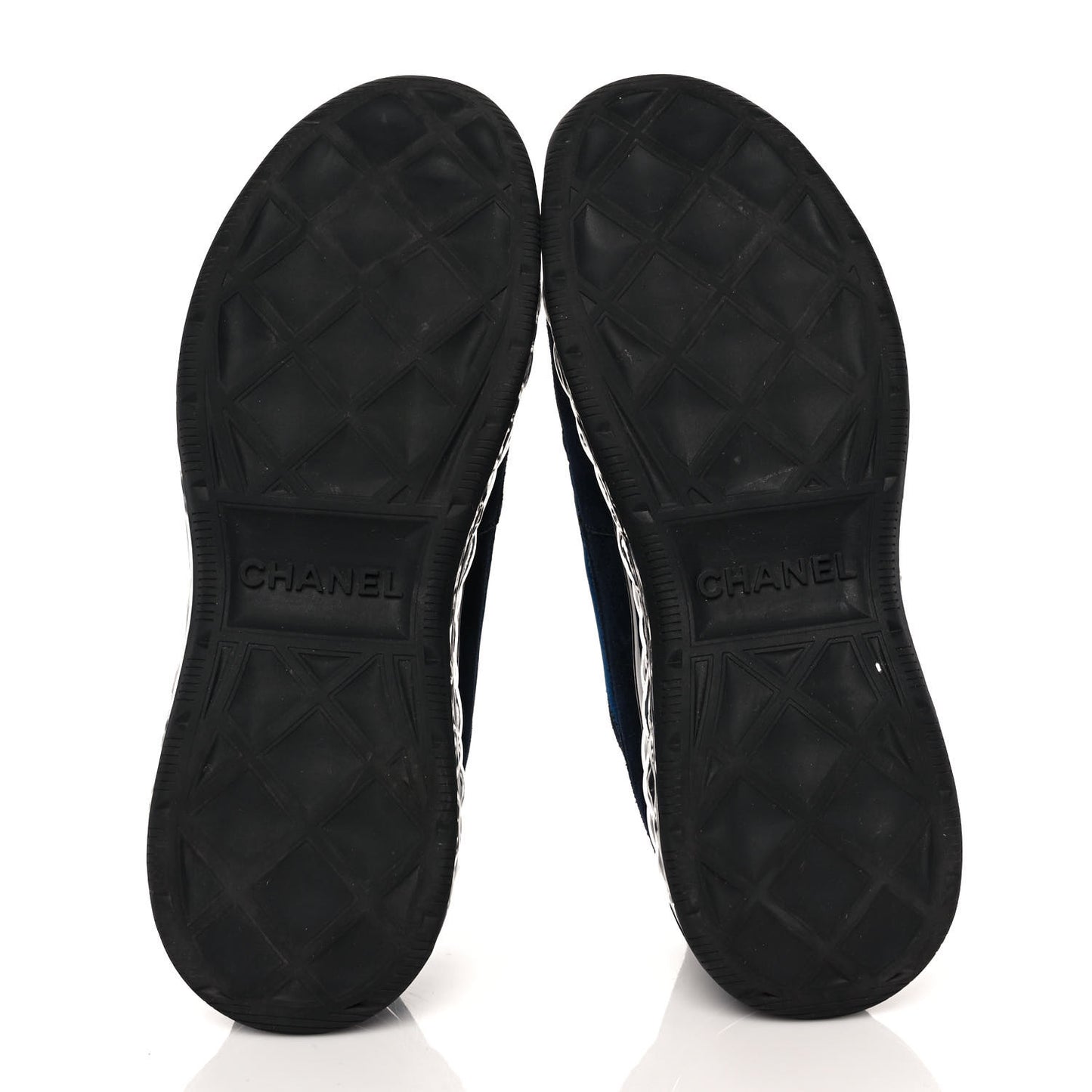 Suede Calfskin Velvet Grosgrain CC Sneakers 39.5 Navy Blue Black