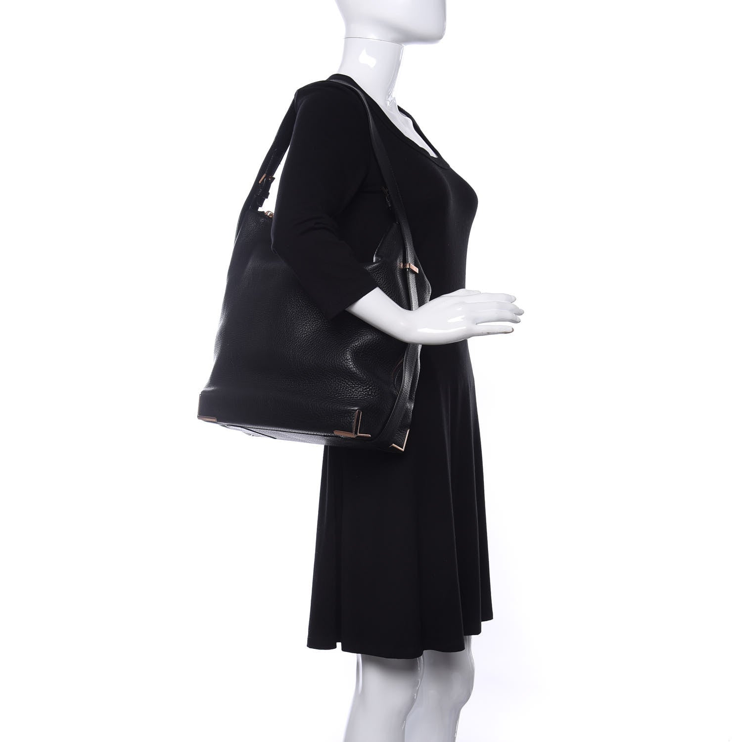 Alexander Wang Pebbled Calfskin Prisma Skeletal Hobo Black Rose Gold Hardware 2 of 9
