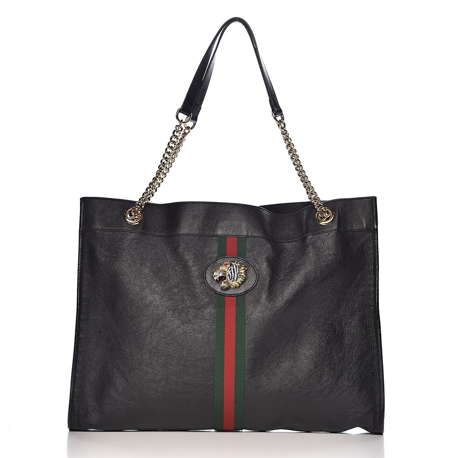 Gucci Calfskin Large Rajah Chain Tote Black 3 of 16