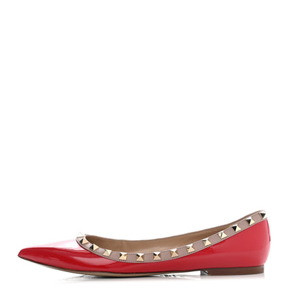 Valentino Garavani Patent Nappa Rockstud Ballerina Flats 38 Rosso Valentino Poudre 1 of 7