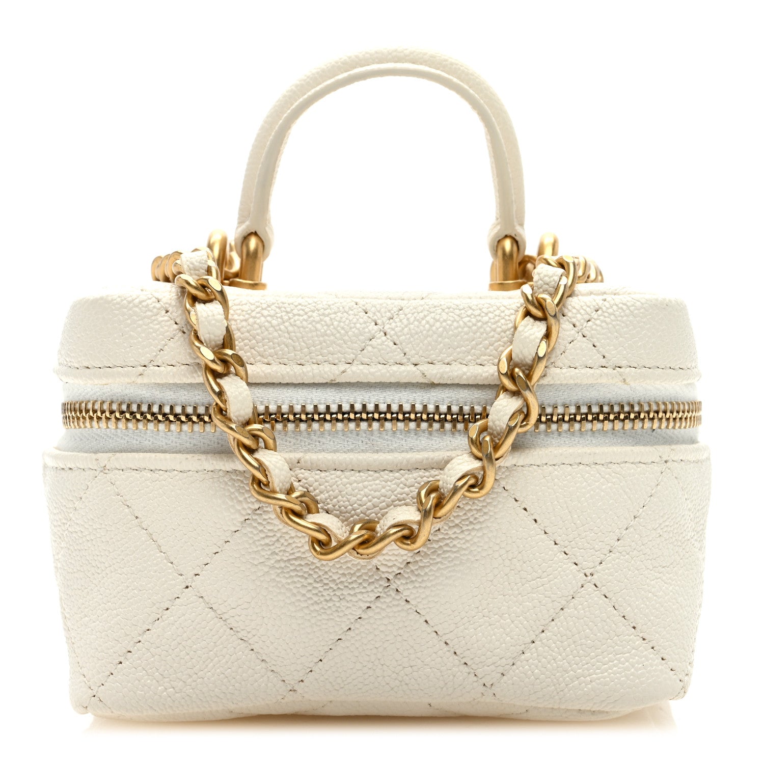 Chanel Caviar Quilted Mini Top Handle Vanity With Chain White 1 of 9