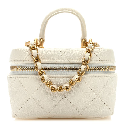 Chanel Caviar Quilted Mini Top Handle Vanity With Chain White 1 of 9