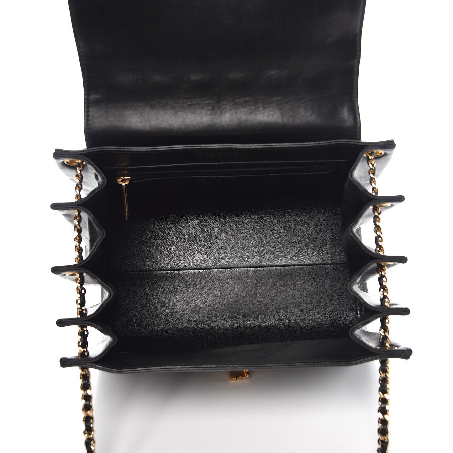 Lambskin Chocolate Bar Accordion Flap Black