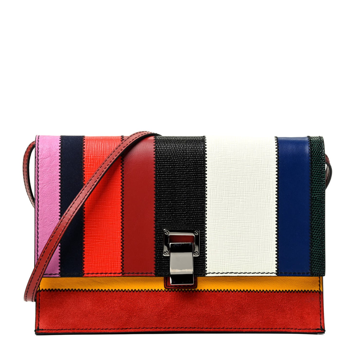 Calfskin Suede Patchwork Small Lunch Bag Multicolor