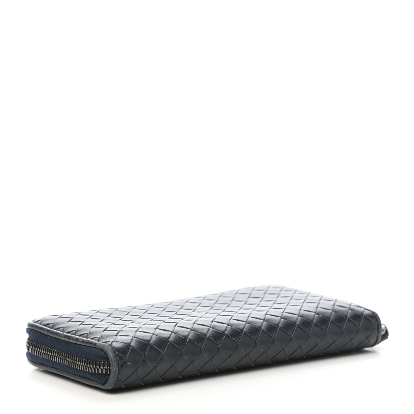 Nappa Intrecciato Zip Around Wallet Denim