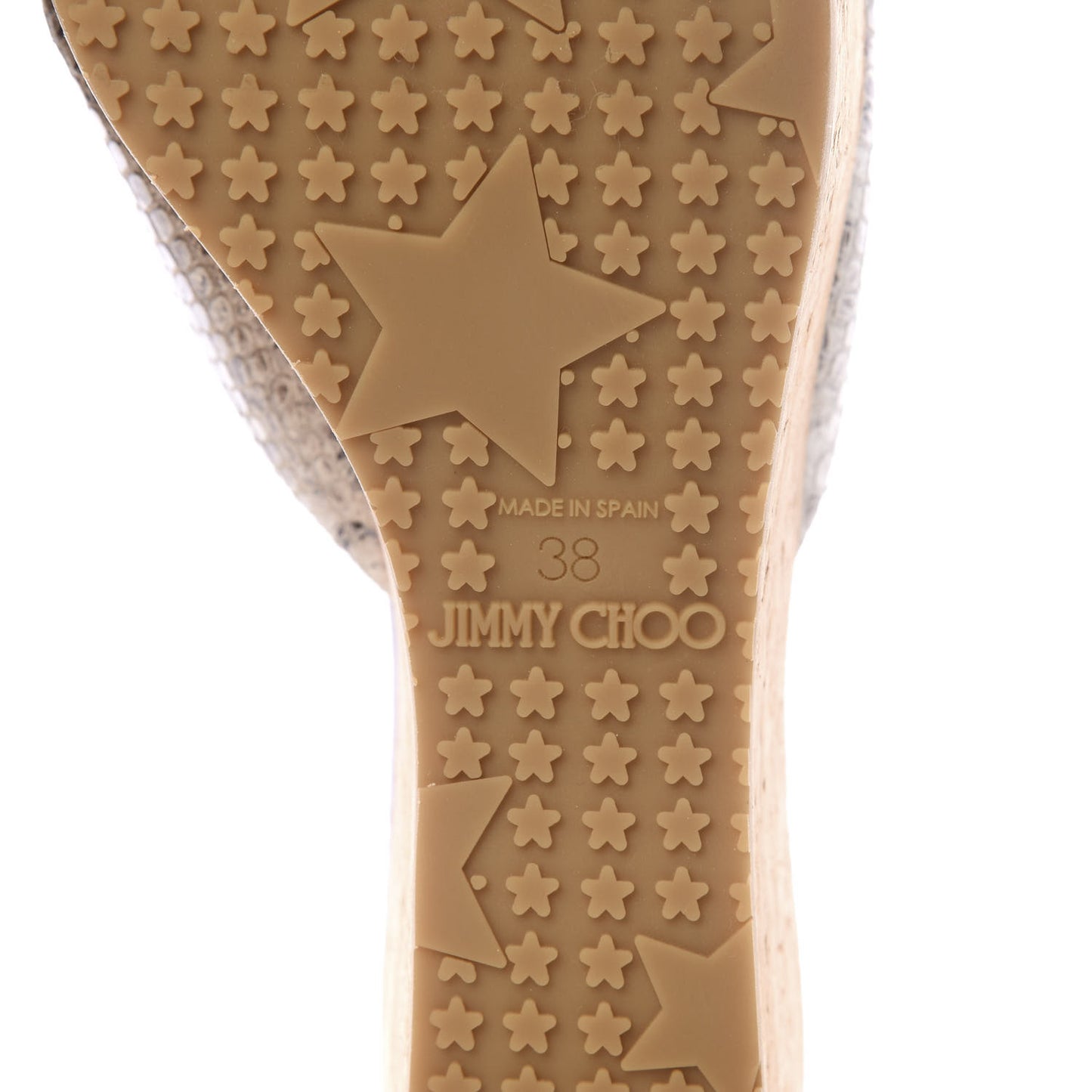 Snakeskin Prima Cork Wedge Sandals 38 Natural