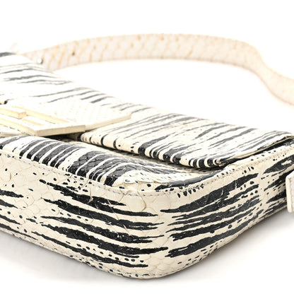 Fendi Snakeskin Baguette Black White 8 of 9
