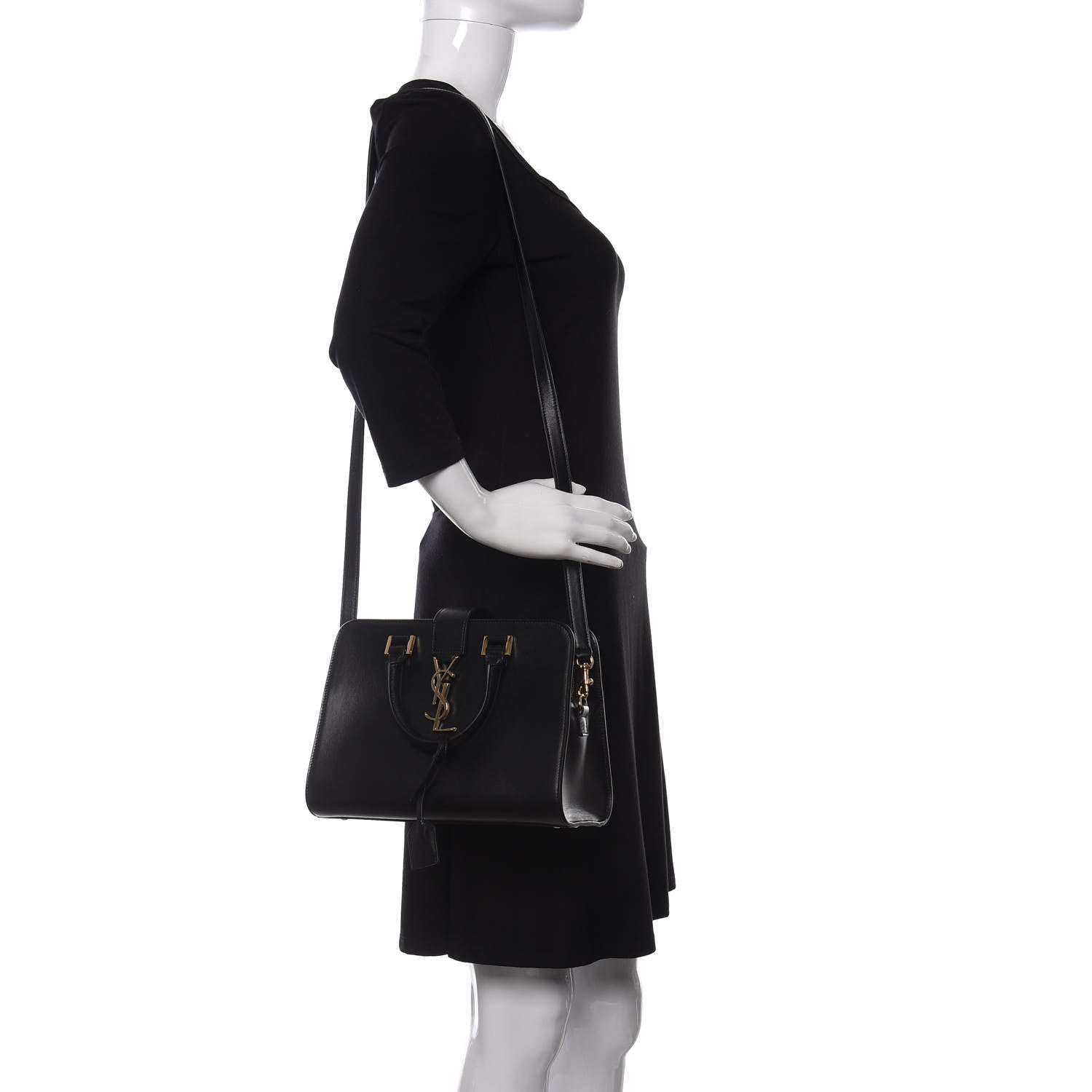Saint Laurent Calfskin Monogram Baby Cabas Black 2 of 10
