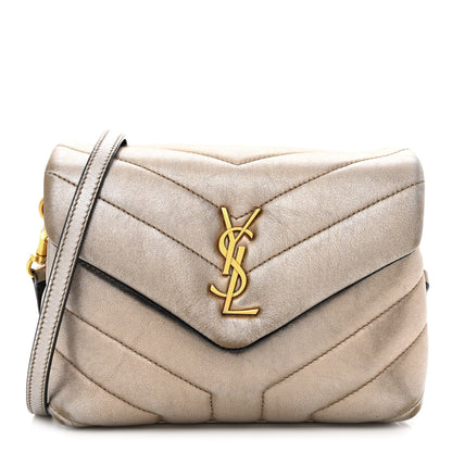 Saint Laurent Metallic Calfskin Y Quilted Monogram Toy Loulou Crossbody Bag Piombo 1 of 13