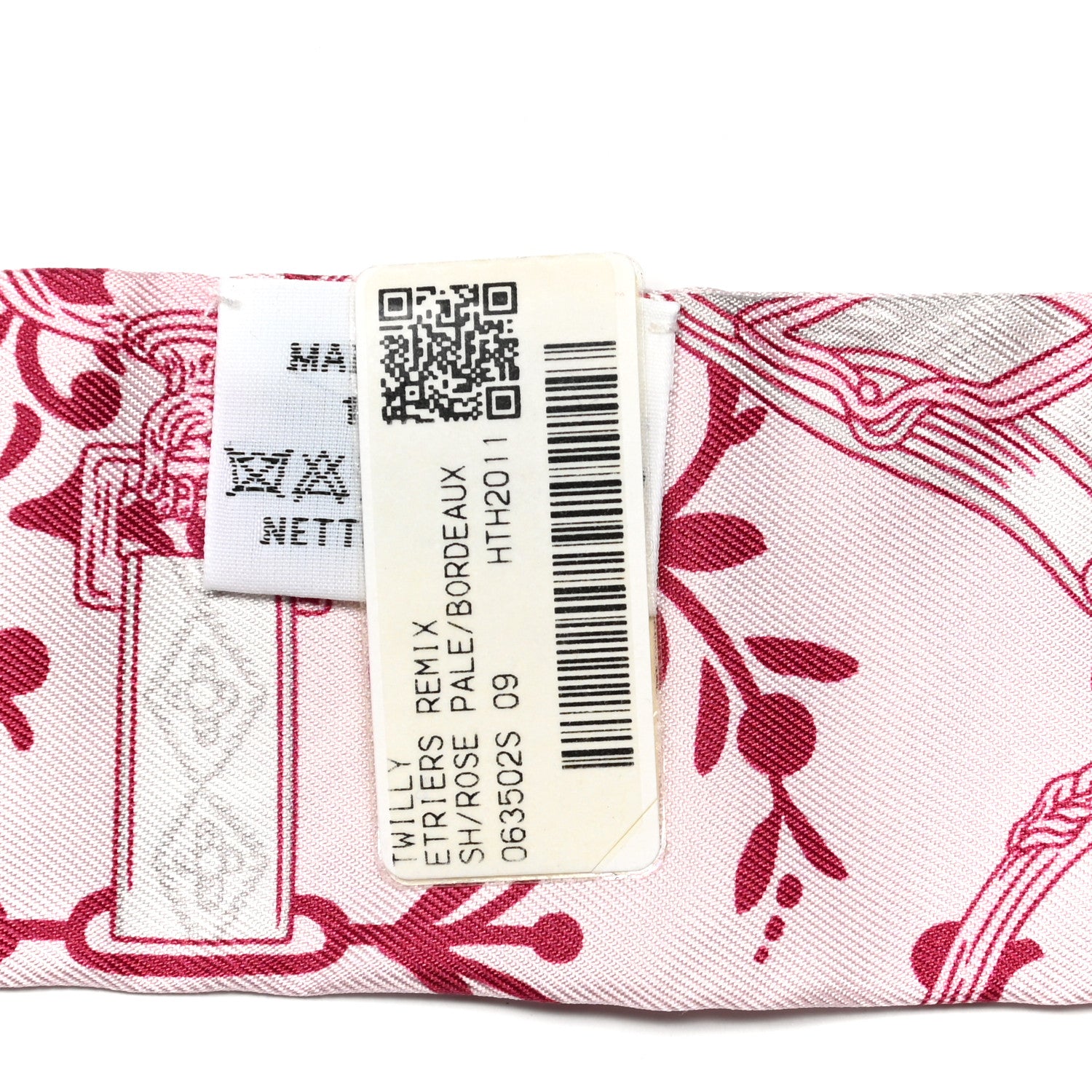 Hermes Silk Etriers Remix Twilly Rose Pale Bordeaux 1067447
