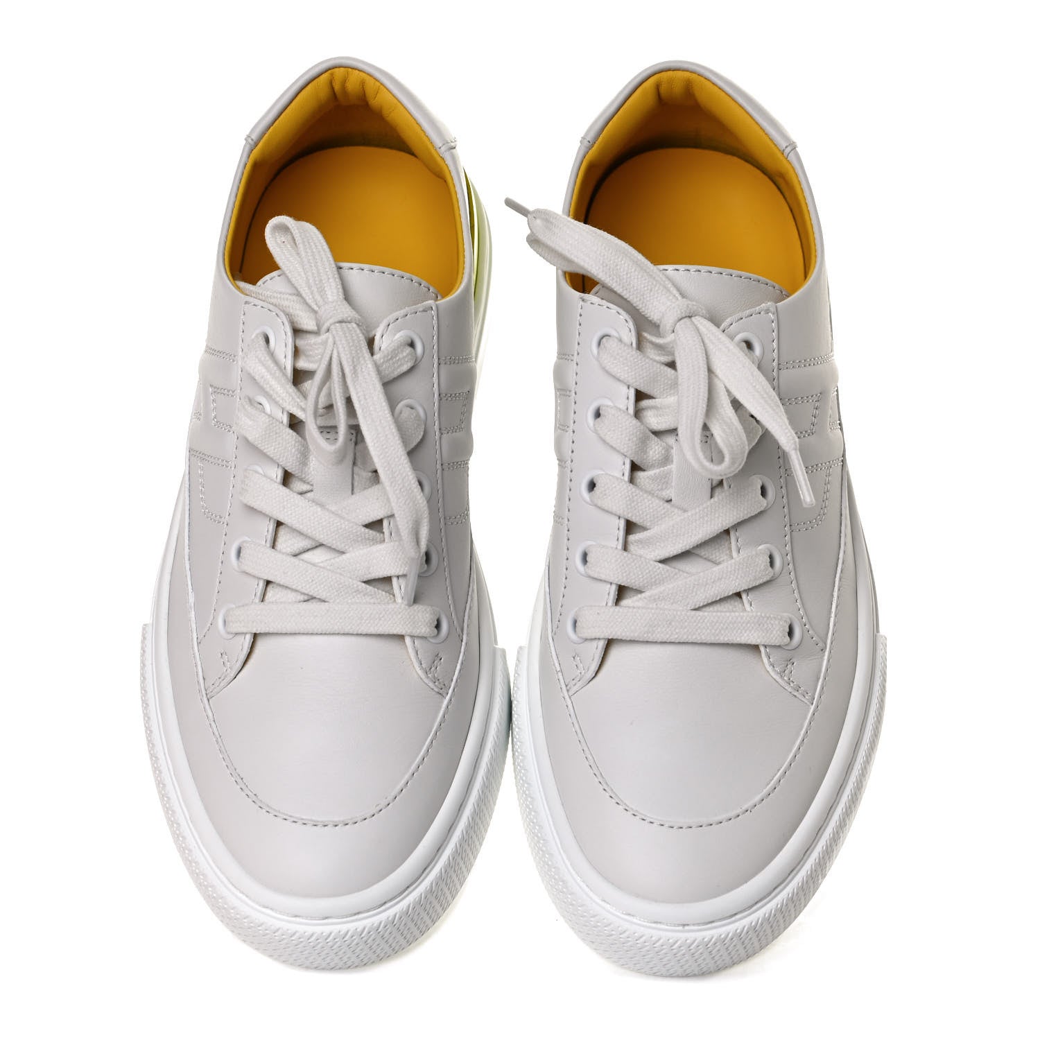 Hermes Calfskin Deep Sneakers 37 White Yellow 5 of 10