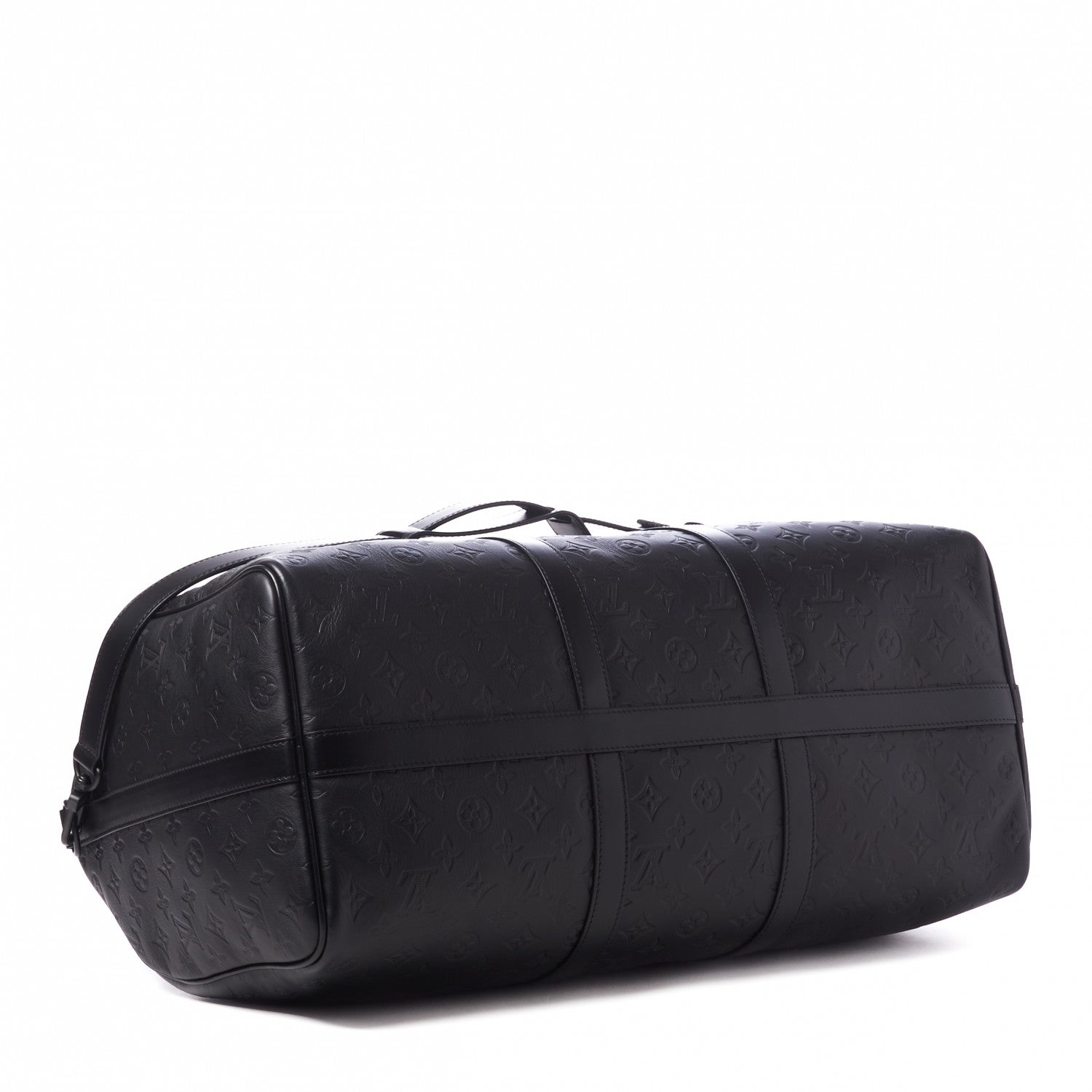 Louis Vuitton Calfskin Shadow Monogram Keepall Bandouliere 50 Black 3 of 8