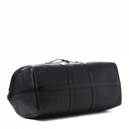 Louis Vuitton Calfskin Shadow Monogram Keepall Bandouliere 50 Black 3 of 8