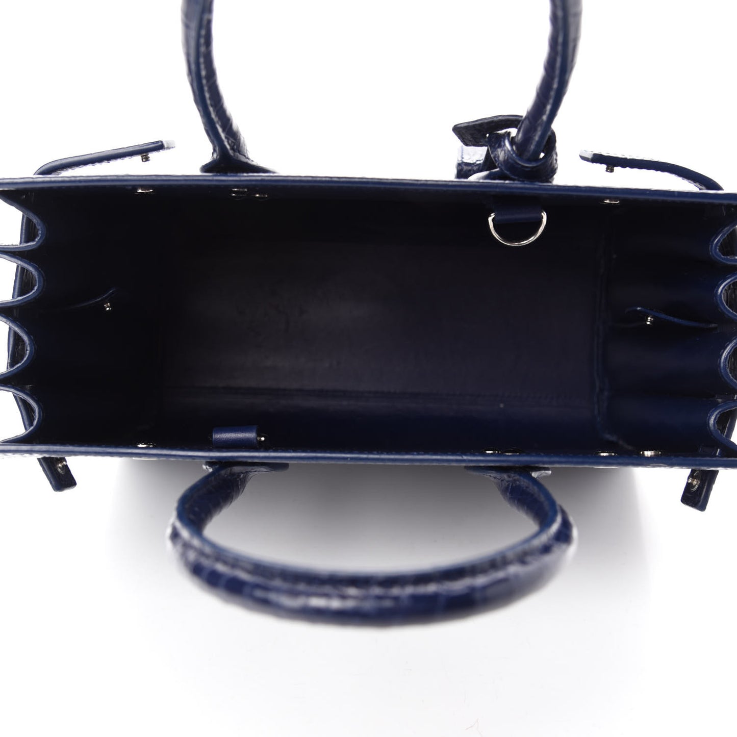 Calfskin Crocodile Embossed Baby Sac De Jour Navy