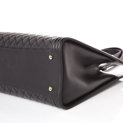 Chanel Calfskin Quilted Boy Shopping Tote Black 6 of 10