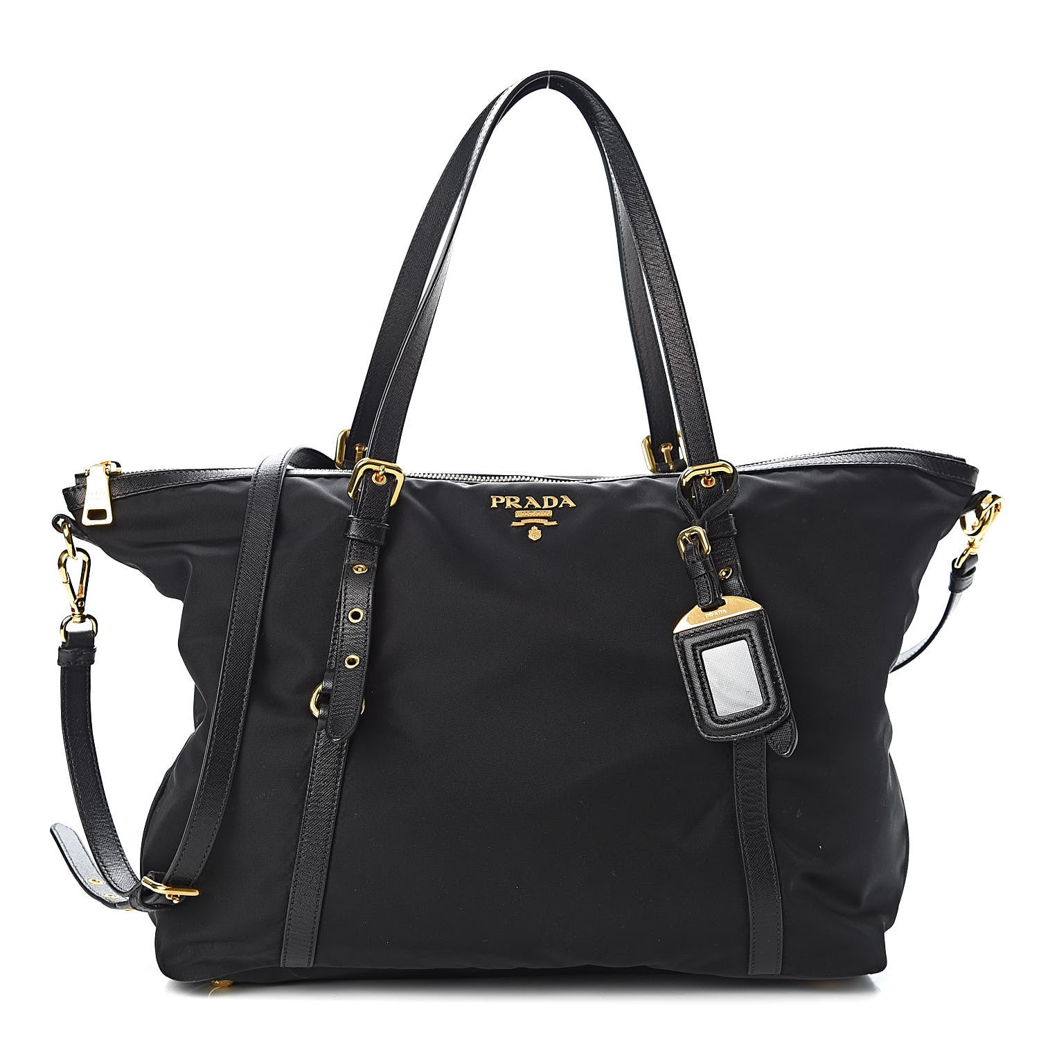 Prada Tessuto Nylon Saffiano Tote Black 1 of 12
