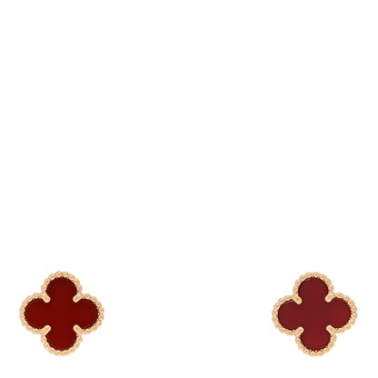 Van Cleef & Arpels 18K Rose Gold Carnelian Sweet Alhambra Earrings 1 of 5