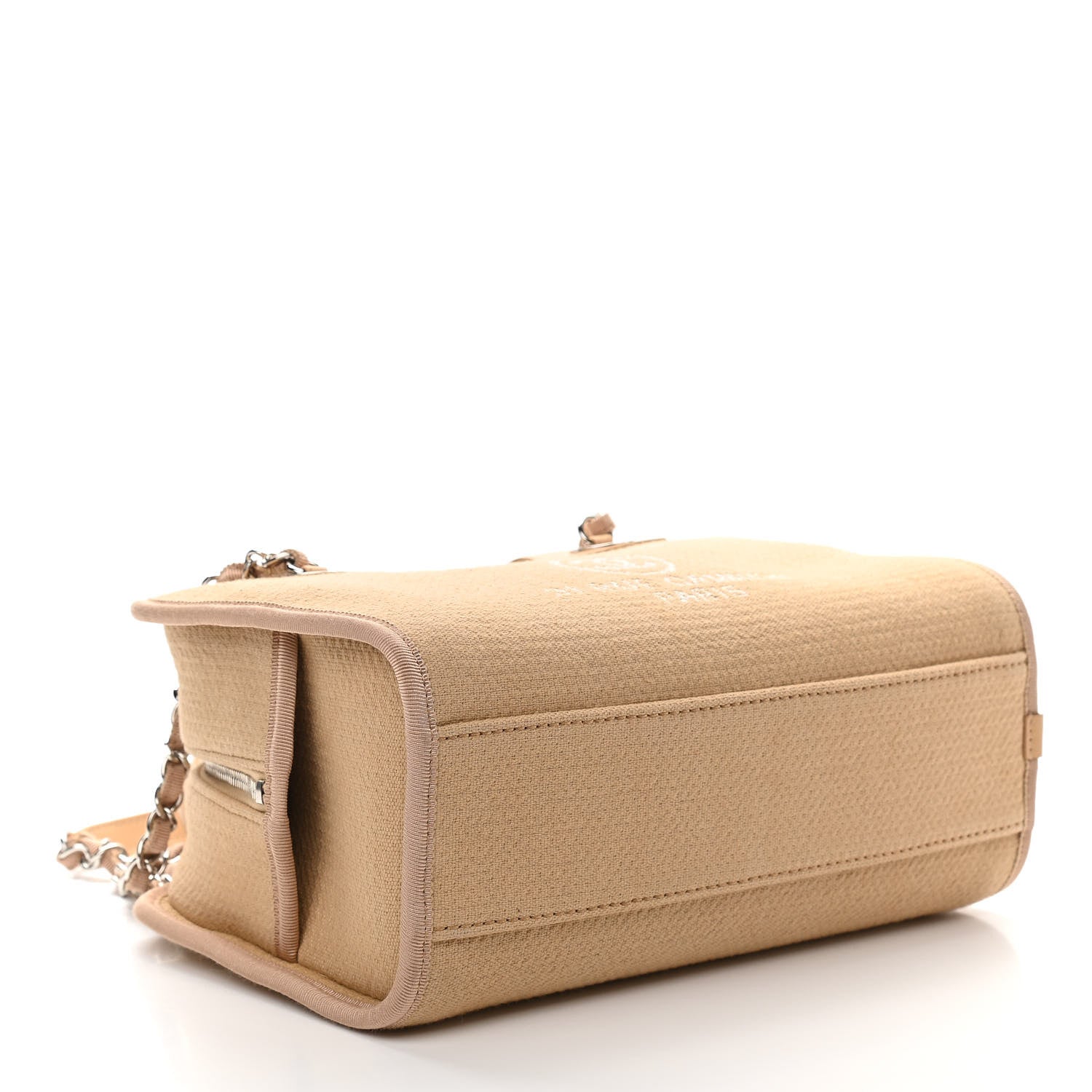 Chanel Denim Deauville Bowling Bag Beige 4 of 11