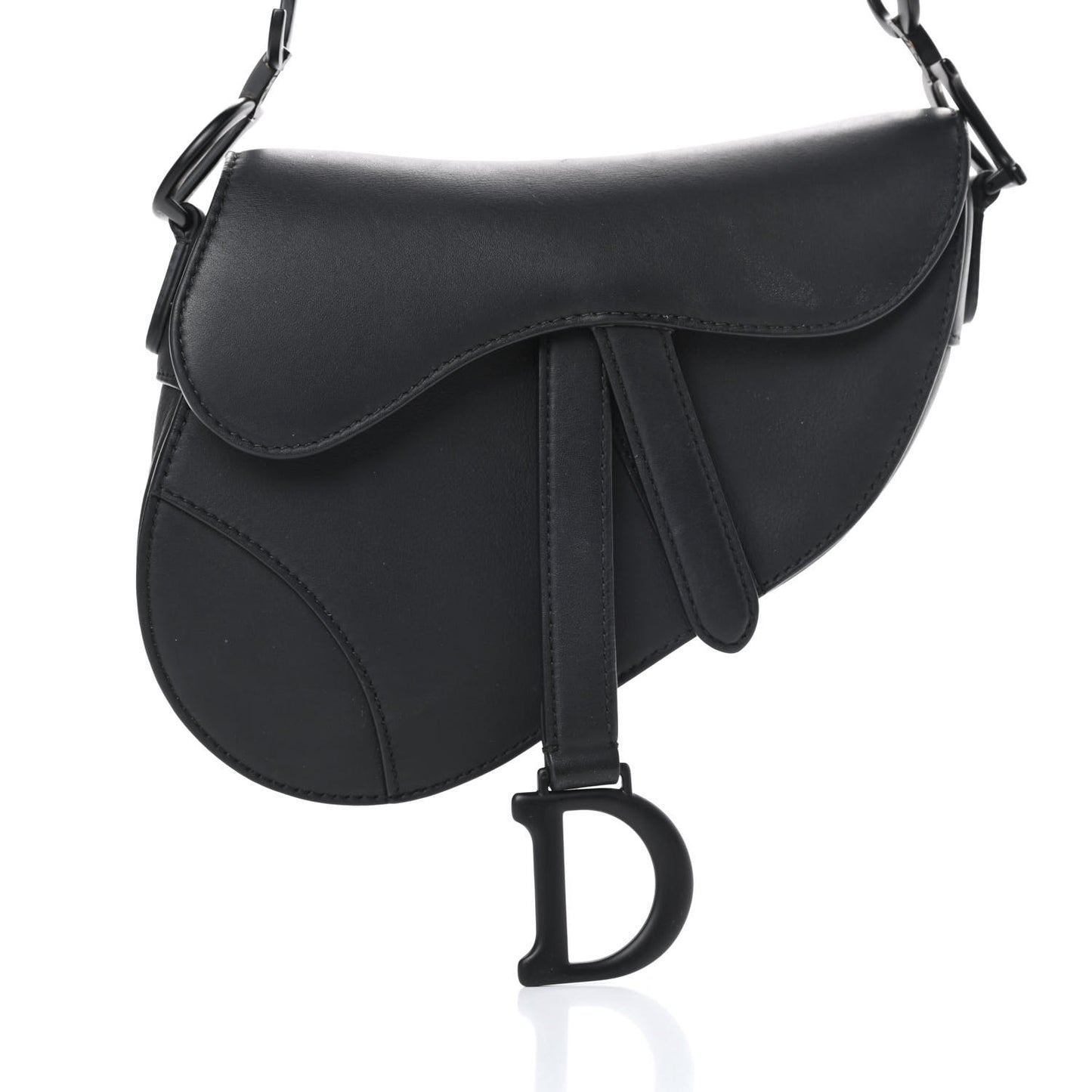 Ultra Matte Calfskin Mini Saddle Bag Black